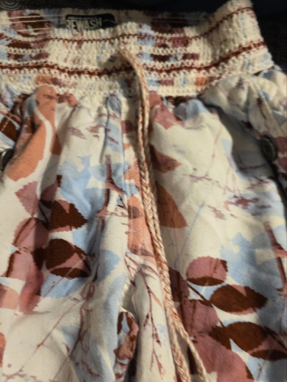 Rewash Cream Pants with Rust & Light Blue Leaf Print - Picture 4 of 5